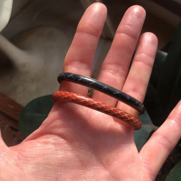Vintage Italian 24k plated snakeskin bangles bracelets-pick for custom post. - Picture 7 of 11